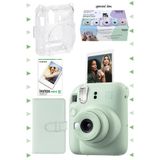 Instax Mini 12 Yeşil 10'lu Film Laporta Albüm Şeffaf Kılıf ve Fotoğraf Makinesi Seti