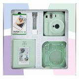 Instax Mini 12 Yeşil 10'lu Film Simli Pleksi Kılıf PVC Albüm Kıskaçlı Resim Standı Bundle Box ve Fotoğraf Makinesi