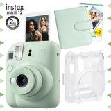 Instax Mini 12 Yeşil 20'lu Film Kare Albüm Şeffaf Kılıf ve Fotoğraf Makinesi Seti