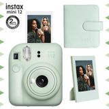 Instax Mini 12 Yeşil Çerçeve 64'lü Kare Albüm ve Fotoğraf Makinesi Seti