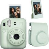 Instax Mini 12 Yeşil Çerçeve Deri Kılıf ve Fotoğraf Makinesi Seti