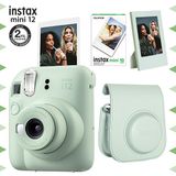 Instax Mini 12 Yeşil Fotoğraf Makinesi 10'lu Film Çerçeve ve Deri Kılıf Seti