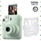 Instax Mini 12 Yeşil Şeffaf Kılıf ve Fotoğraf Makinesi Seti