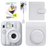 Instax Mini 13 Clay White Fotoğraf Makinesi Deri Çanta Albüm Kıskaç ve 20'li Film Hediye Seti