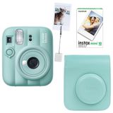 Instax Mini 13 Fotoğraf Makinesi Deri Çanta Kıskaç ve 10'lu Film Hediye Seti (Yeşil)