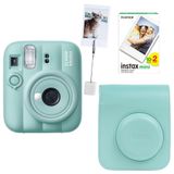 Instax Mini 13 Fotoğraf Makinesi Deri Çanta Kıskaç ve 20'li Film Hediye Seti (Yeşil)
