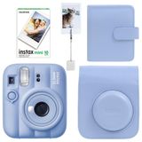 Instax Mini 13 Frost Blue Fotoğraf Makinesi Deri Çanta Albüm Kıskaç ve 10'lu Film Hediye Seti