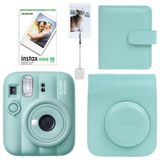 Instax Mini 13 Lagoon Green Fotoğraf Makinesi Deri Çanta Albüm Kıskaç ve 10'lu Film Hediye Seti