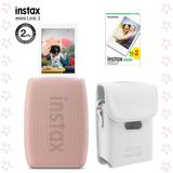 Instax mini Link 3 Pembe Akıllı Telefon Yazıcısı Beyaz Çanta ve 20'li mini Film