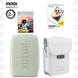 Instax mini Link 3 Yeşil Akıllı Telefon Yazıcısı Beyaz Çanta ve 20'li mini Film