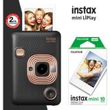 Instax Mini Liplay Hybrid Elegant Black Fotoğraf Makinesi 10'lu Mini Film - Siyah