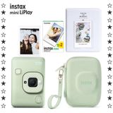 Instax Mini LiPlay Matcha Green 20'li Film Albüm Çanta ve Fotoğraf Makinesi Hediye Seti
