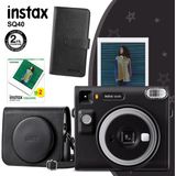 Instax SQ40 Siyah Fotoğraf Makinesi 20'li Kare Film Deri Kılıf ve Siyah Albüm ile Şık Tasarım