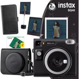 Instax SQ40 Siyah Fotoğraf Makinesi20'li Kare Film Deri Kılıf Albüm Pleksi Çerçeve ve Kıskaçlı Stand