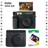 Instax Wide 400 Jet Black Fotoğraf Makinesi Deri Çanta ve 20'li Film Hediye Seti