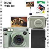 Instax Wide 400 Yeşil 20'li Film Eva Çanta Kıskaç Deri Albüm ve Fotoğraf Makinesi Hediye Seti