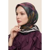 InStyle Asimetrik Kare Desen Siyah Soft Pamuk Eşarp