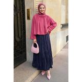 InStyle Beli Lastikli Kraş Etek Lacivert