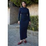 InStyle Büzgülü Sandy Lacivert Elbise