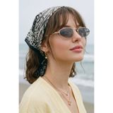 InStyle Çizgi Leopar Desenli Siyah-Ekru Bandana Fular 50x50