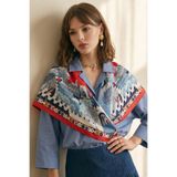 InStyle Desenli Kırmızı Soft Fular Eşarp 90x90