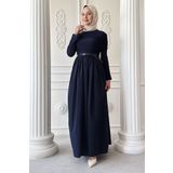 InStyle Drapeli Sandy Cotton Lacivert Elbise