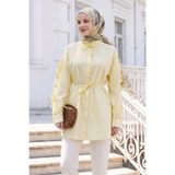 InStyle Fırfır Kol Kuşaklı Açık Sarı Tunik