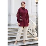 InStyle Fırfır Kol Kuşaklı Bordo Tunik