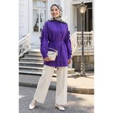 InStyle Fırfır Kol Kuşaklı Mor Tunik