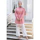 InStyle Fırfır Kol Kuşaklı Pembe Tunik