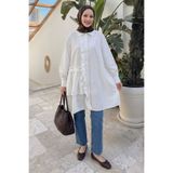 InStyle Fırfırlı Patlı Beyaz Tunik