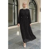 InStyle Flok Tül Siyah Elbise