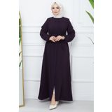 InStyle Kemerli Petek Kumaş Ferace - Mürdüm