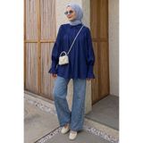 InStyle Kolu Fırfırlı Lacivert Gömlek