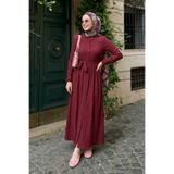 InStyle Lemina Kuşaklı Elbise - Bordo