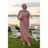 InStyle Lemina Kuşaklı Elbise - Gül Kurusu