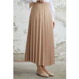 InStyle Luisa Beli Lastik Piliseli Etek - Bej
