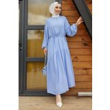 InStyle Merya Tünel Kemerli Soft Ayrobin Elbise - Bebe Mavisi