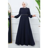 InStyle Nakışlı Mevlana Kumaş Ferace - Lacivert