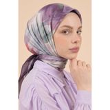 InStyle Nergis Çiçek Desen Mürdüm Soft Pamuk Eşarp