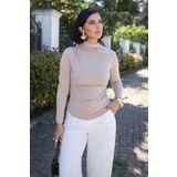 InStyle Omuzu Pileli Sütlü Kahve Bluz