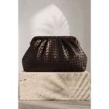 InStyle Örgü Desen Dokulu Acı Kahve Clutch Çanta
