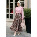 InStyle Paisley Desen Şifon Saten Etek Kahverengi