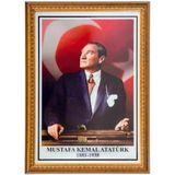 İnter Inter INT-026 50X70 cm Varakli Çerçeve Duvara Monte Atatürk Portresi