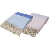 Inter Z 2'li Set Peştemal Plaj Havlusu , Pamuk , Xxl 100X180CM, Marmaris - 100 x 180 cm - Lacivert - Pembe