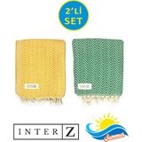 Inter Z 2'li Set Peştemal Plaj Havlusu , Pamuk , Xxl 100X180CM, Marmaris - 100 x 180 cm - Sarı - Yeşil