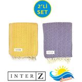 Inter Z 2'li Set Peştemal Plaj Havlusu , Pamuk , Xxl 100X180CM, Marmaris, Sarı-Mor - 100 x 180 cm - Renkli