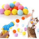 İnteraktif Kedi Oyuncağı, Top Atan Tabanca ile Yumuşak Peluş Toplar, Yıkanabilir, Hafif, 10 Adet Renkli Top