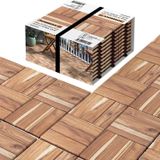 Interbuıld Real Wood Interbuild "Gerçek Tik" Ahşap Karo Deck Yüzeyi Işlenmemiş 30×30 Cm (10'Lu Paket) - 12 Çıtalı