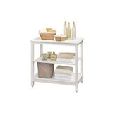Interbuıld Real Wood Interbuild Masif Akasya Ve Mdfden Mamul - 3 Katlı Banyo Bank Ve Havlu Rafı - 80x50x74 - 8 Cm - Beyaz